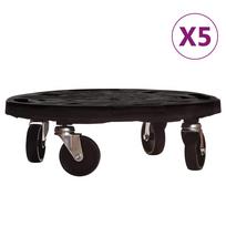 vidaXL Augalų padėklai su ratukais, 5vnt., juodi, 40cm, 275kg