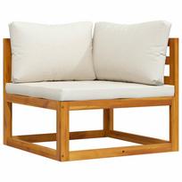 vidaXL Modulinė kampinė sofa su kreminėmis pagalvėlėmis, akacija