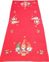Kalėdinis stalo takelis stačiakampė Gnomes, raudona sp./žalia sp., 60 x 120 cm