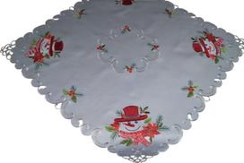 Kalėdinė staltiesė kvadratinė OSD03-3, raudona sp./žalia sp./pilka sp., 85 x 85 cm