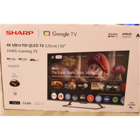 IŠPARDAVIMAS. Sharp 50HR7265E 50" (126cm) QLED 144Hz 4K Ultra HD Google TV, Dolby Vision, Dolby Atmos, Central Stand | IŠPARDAVIMAS. Sharp 50HR7265E | 50 | Smart TV | Google TV | Black | PAŽEISTA PAKUOTĖ, SUBRĖŽTAS ON THE SCREEN | 50HR7265ESO