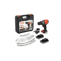 BLACK & DECKER | 18V Impact Drill (with 2 x 18V 2.0Ah batteries with charge status indicator, 1A charger and 80 accessories) | BCD383D2XKA-QW | 2.0 Ah