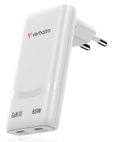 Verbatim 32355 Fold 'n' Go GaN Įkroviklis 65W 2-Port, USB-C, EU Plug, Balta