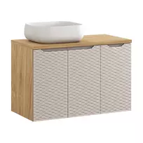 Pakabinamas vonios baldų komplektas Ocean Beige Nika, 90 cm, smėlinė