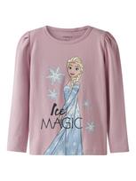 NAME IT Marškinėliai 'NMFOsma Frozen' šviesiai mėlyna / rausvai violetinė spalva / balta