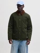 JACK & JONES Demisezoninė striukė 'JORNORREBRO' tamsiai žalia / burgundiško vyno spalva