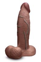 B-VIBE SLIPSKIN REALISTIC SILICONE DILDO 8 INCH GIRTHY BROWN