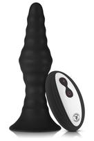 FORTO VIBRATING RIBBED PLUG WITH REMOTE CONTROL LARGE BLACK