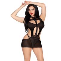Leg Avenue - Mini Dress and Halter Teddy - Black