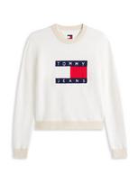 Tommy Jeans Megztinis tamsiai mėlyna / spanguolių spalva / balta / vilnos balta