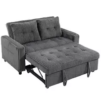Dvivietė sofa-lova, velvetinis užvalkalas, transformuojama į sofą lovą, 2 pagalvės, šoninės kišenės, 157 x 190 cm, tamsiai pilka