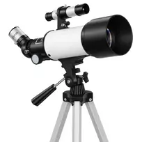 Astronominis teleskopas pradedantiesiems ir suaugusiesiems, 70 mm diafragma, 400 mm, AZ laikiklis, refraktorius su trikoju, baltas
