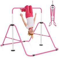 Gimnastikos skersinis, sulankstomas reguliuojamas horizontalus skersinis, 149x104x130 cm, rožinis, metalas