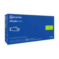 Vienkartinės pirštinės NITRYLEX Basic, nitrilinės, nepudruotos, mėlynos spalvos, S, 100 vnt.