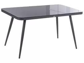 Sodo stalas LIPARI 140x80 cm, stiklinis, pilkas