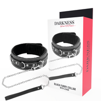 DARKNESS - Juoda kailinė apykaklė su pavadėliu