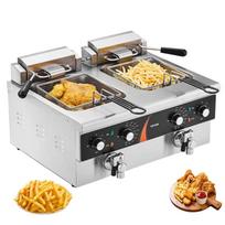 Elektrinė komercinė dviejų bakų gruzdintuvė, 3500W, 2 x 9 qt, nerūdijantis plienas