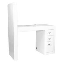 Kosmetinis stalas ACTIVESHOP su dulkių ištraukimo sistema, kairinis, Balta, 48 × 80 × 118 cm