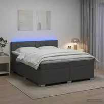 Lova su čiužiniu ir LED apšvietimu Tamsiai pilka 140 x 190 cm