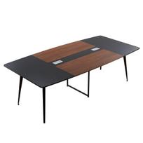 Konferencijų stalas VEVOR KLHY-02, 10 asmenų, Juoda/ruda, 240 × 120 × 75 cm