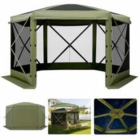 Pavėsinė-palapinė VEVOR FY12X12Military Green-6, 6 sienelės, Žalia, 3,6 × 3,6 × 2,2 m