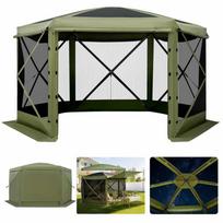 Pavėsinė VEVOR FY10X10Military Green-6, 6–8 asmenims, 6 šoninės plokštės, Žalia, 3 × 3 × 2,2 m
