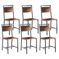 Valgomojo kėdės VEVOR DA270, 6 vnt, juodos/rudos, 48 × 86,5 × 38 cm
