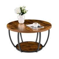 Apvalus kavos staliukas VEVOR ZH631, 2 pakopos, Ruda, Ø 80,5 × 44 cm