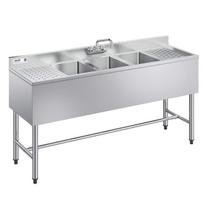Trijų skyrių kriauklė VEVOR JC-BAR-3B60-LR-320, 2 džiovyklės, 1524 × 470 × 838 mm