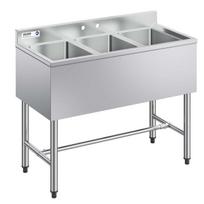 Komercinė kriauklė VEVOR JC-BAR-3B38-320, 3 skyrių, 978 × 470 × 838 mm