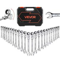 Lanksčių kombinuotų terkšlinių raktų rinkinys VEVOR JH0024-1, 24 dalių, 8–19 mm ir 1/4–3/4 colio, 35 × 26 × 11 cm