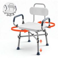 Pasukama dušo kėdė VEVOR FBL650508, Su porankiais ir atlošu, 555 × 875 × 520 mm