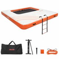 Pripučiama plaukiojanti platforma VEVOR RDM305R, kopėčios, pompa ir krepšys, balta/oranžinė, 3,05 × 3,05 × 0,15 m