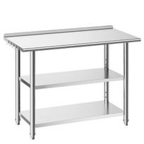 Virtuvės darbo stalas VEVOR YH3-D-48, 2 lentynos ir sienelė, 1219 × 610 × 864 mm