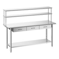 Virtuvės darbo stalas VEVOR YH2-72-XP, 3 stalčiai, 182,9 × 140 × 61 cm