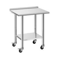Virtuvės darbo stalas VEVOR YH2-J-D-30, su ratukais ir sienele, 76,2 × 89,4 × 61 cm