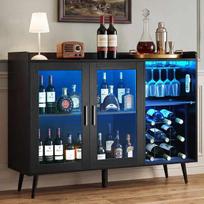 Vyno spintelė VEVOR DX0202-C250498S-01, 9 lentynos, su LED apšvietimu, Juoda, 1200 × 400 × 900 mm