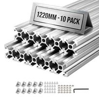 Aliuminio ekstruzijos profiliai VEVOR 2020T-122-10-Y, 10 vnt, Sidabrinė, 20 × 20 × 1220 mm