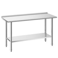 Virtuvinis darbo stalas VEVOR, su nugarine sienele ir lentyna, 152,4 × 89,4 × 61 cm
