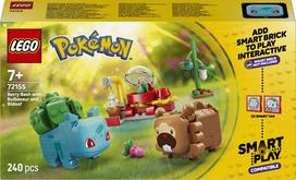 LEGO Pokémon SMART Play konstruktorius „Bulbasaur“ ir „Bidoof“ su mėlynių krūmu, 240 detalių, nuo 7 metų