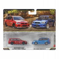 Hot Wheels Premium 2 viename automobilių modeliukų rinkinys JHW46: Lancer Evo IX ir Subaru Forester