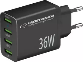 „Esperanza“ EZC107K tinklinis įkroviklis su 4 USB-A jungtimis