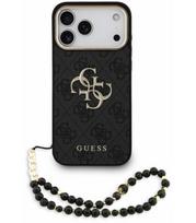 Juodas dėklas Apple iPhone 18 Pro Max telefonui "Guess PU 4G Metal Logo Strap Case"