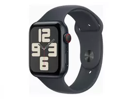 Apple Watch SE GPS + Cellular 44 mm vidurnakčio aliuminio korpusas su vidurnakčio sporto juostele (M/L)