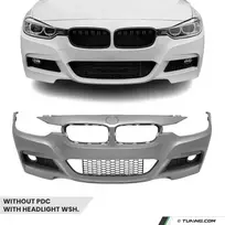 M-Pack Priekinis Bamperis skirtas BMW F30 / F31, be PDC, su žibintų apiplovimo angomis