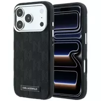 Karl Lagerfeld Grained Mono Resin Logo MagSafe Case for iPhone 17 Pro / 18 Pro - Black