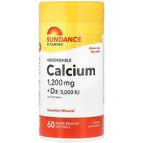 Sundance Vitamins, Absorbuojamas kalcis + D3, 60 greito atpalaidavimo minkštųjų gelių
