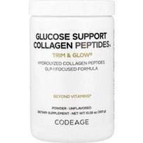 Codeage, Gliukozės palaikymo kolageno peptidų milteliai, „Trim & Glow®“, be skonio, 300 g