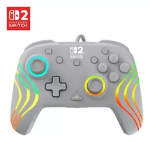 Laidinis RGB žaidimų valdiklis Turtle Beach Afterglow Wave pilka – USB‑C, 3 m laidas, skirta Nintendo Switch / Switch 2 / Switch OLED