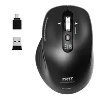 PORT Designs PORT Connect Professional BUSINESS Rechargeable Wireless Mouse - Optical - 6 Buttons - 2.4 GHz, Bluetooth - USB Receiver - Black